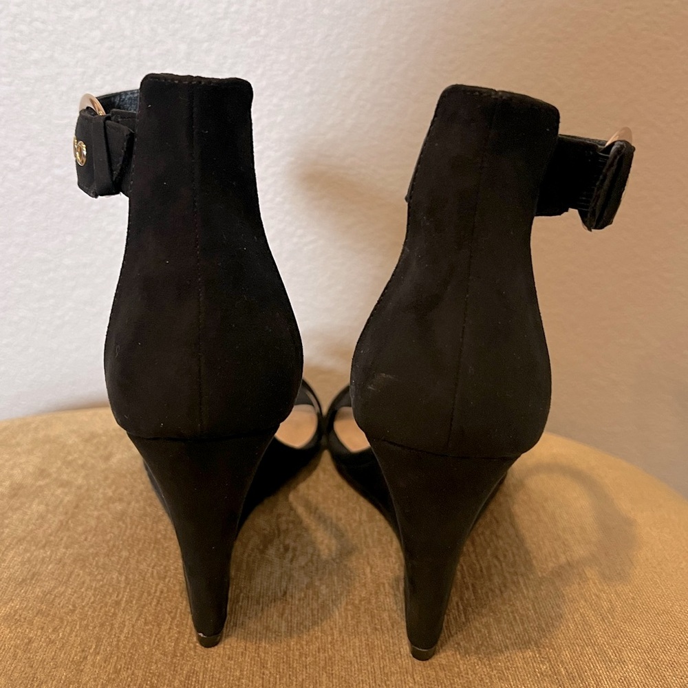 Shoedazzle Black Suede Wedges - Picture 5 of 5